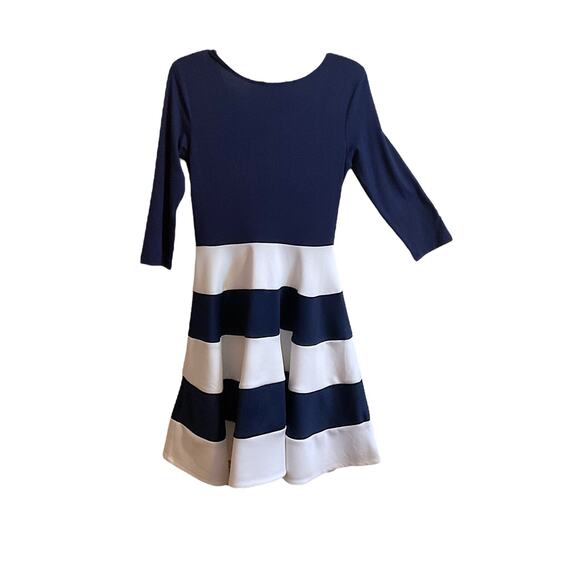 City Studios Dress Juniors Size S Navy Blue White Striped Skater Cocktail Dress - Picture 6 of 9